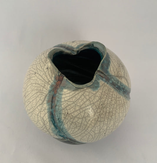 Raku Cloud Vase - Wide shouldered