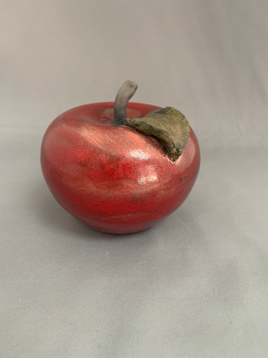 Raku Fired Red Apple