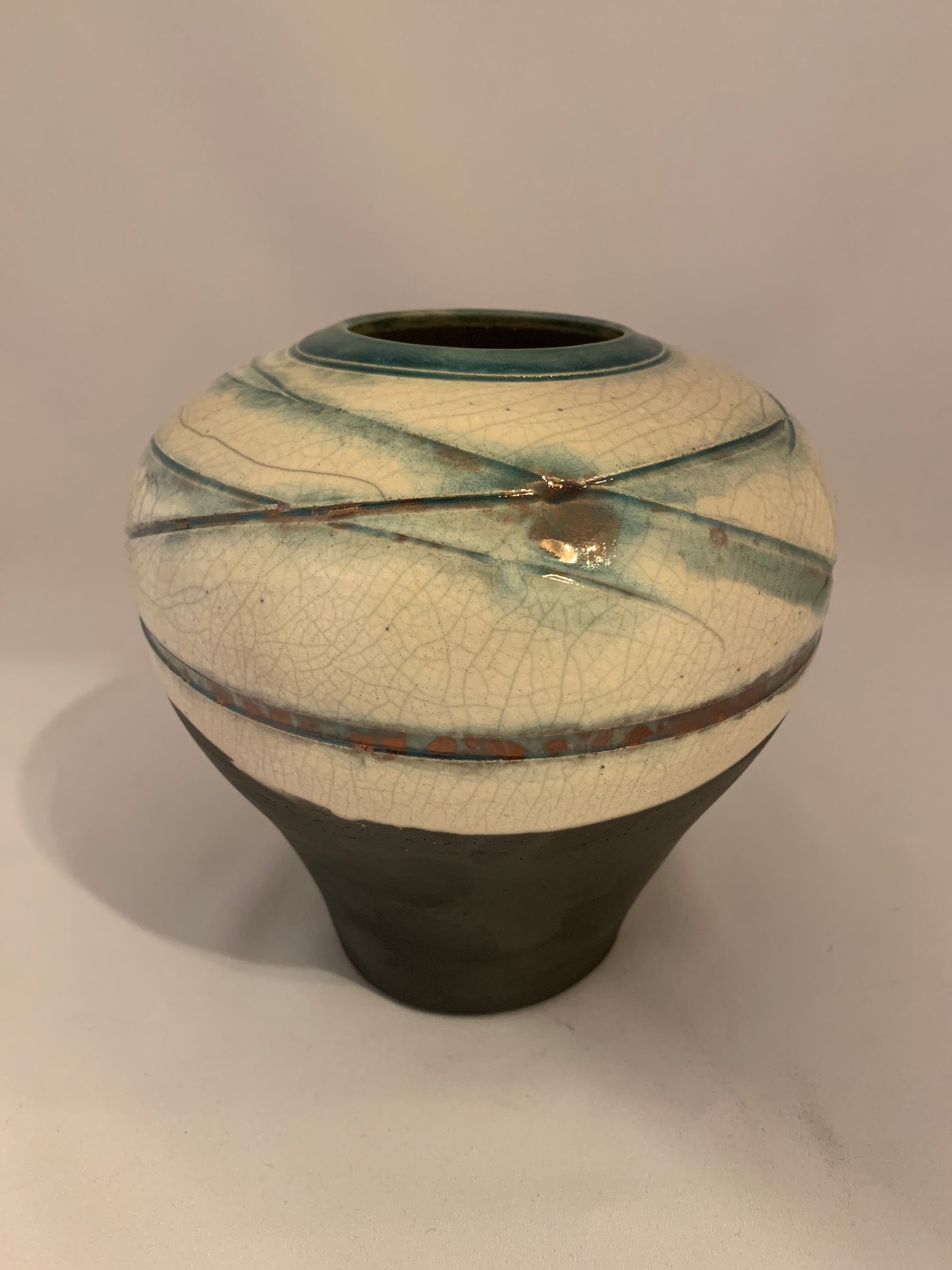 Raku Cloud Vase Wide Shouldered