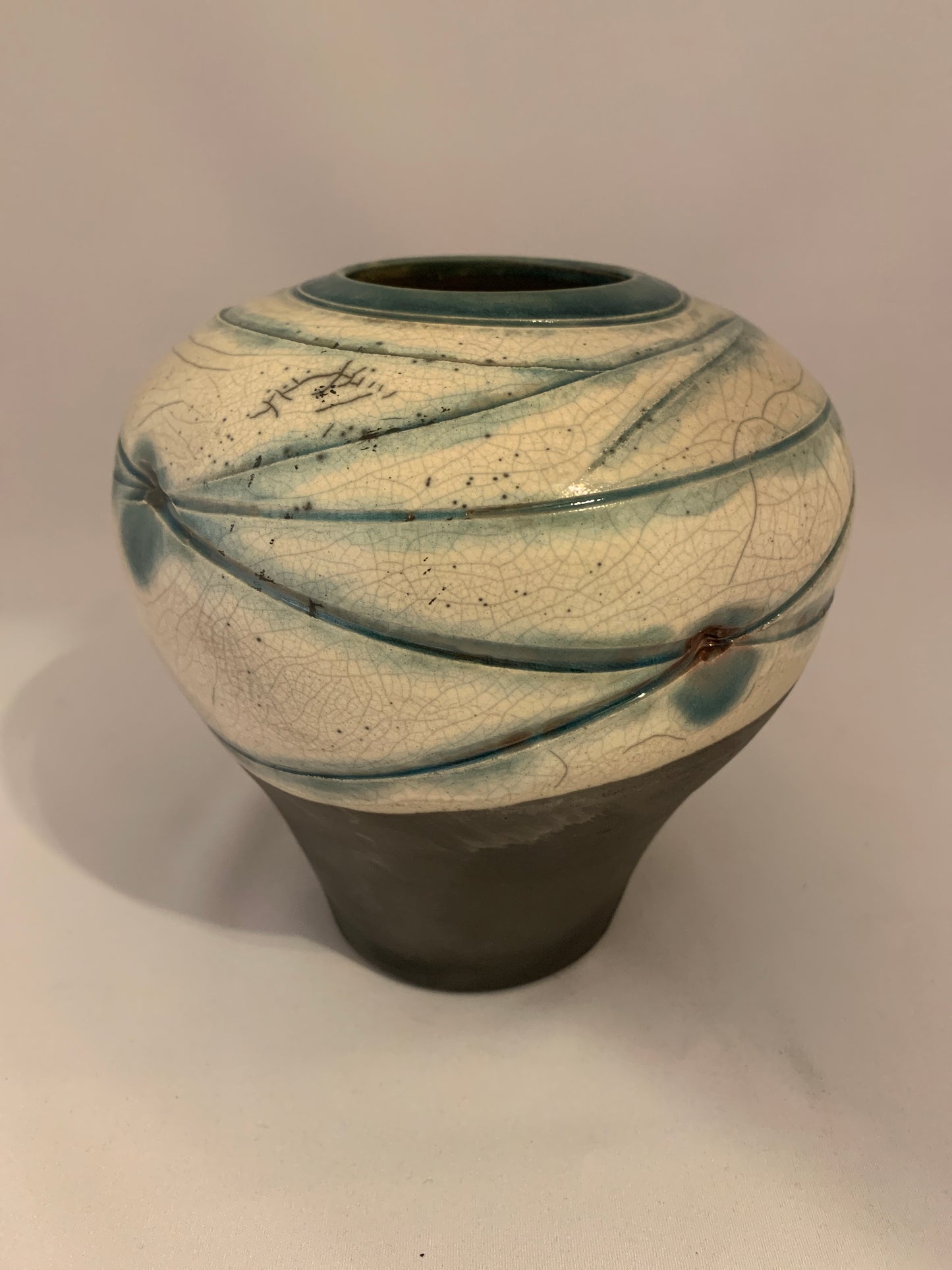 Raku Cloud Vase Wide Shouldered