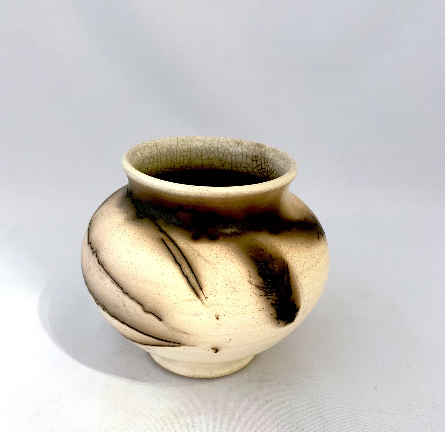 Raku Fired Wide Shouldered Vase