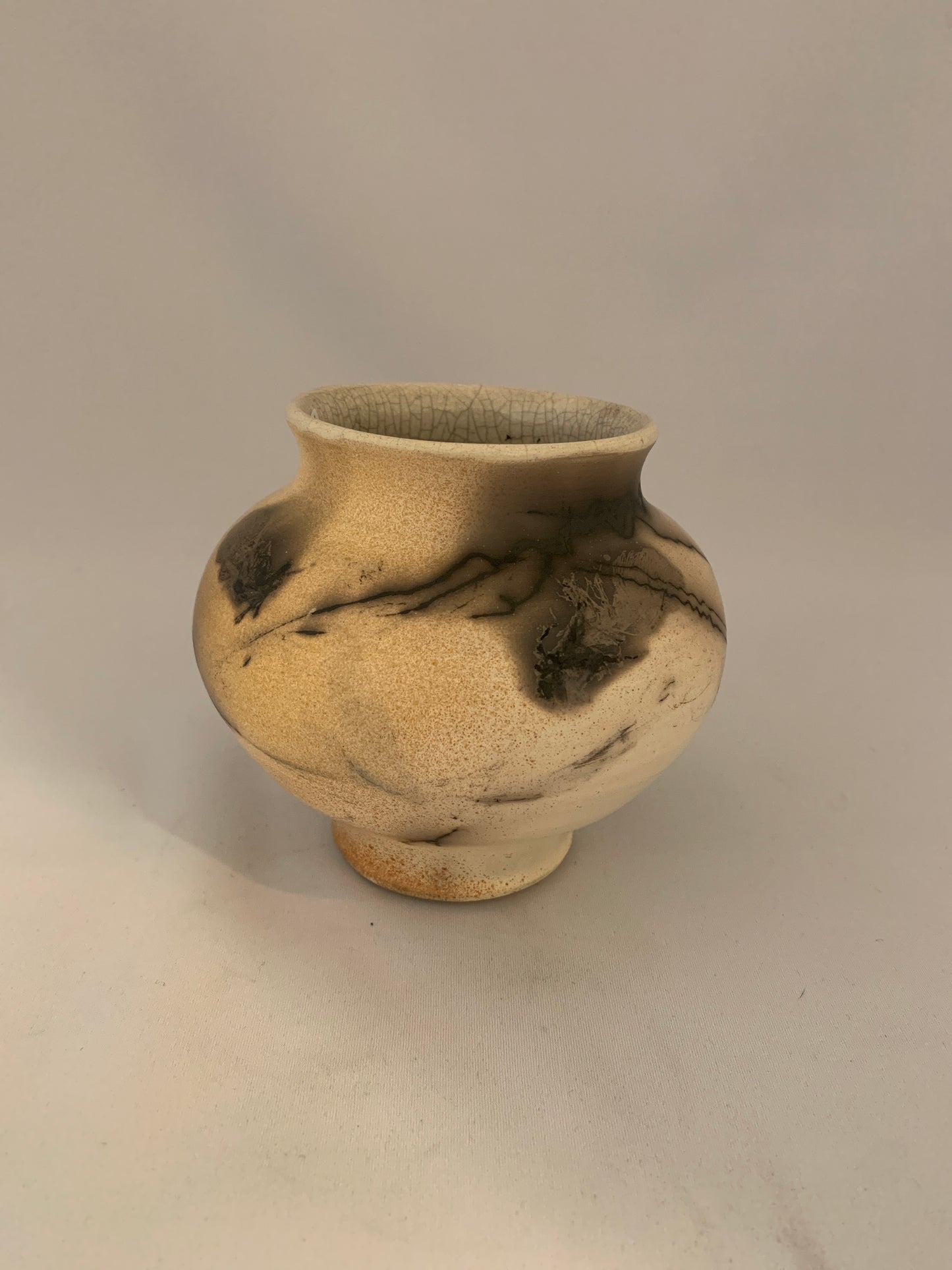 Raku Fired Wide Shouldered Vase