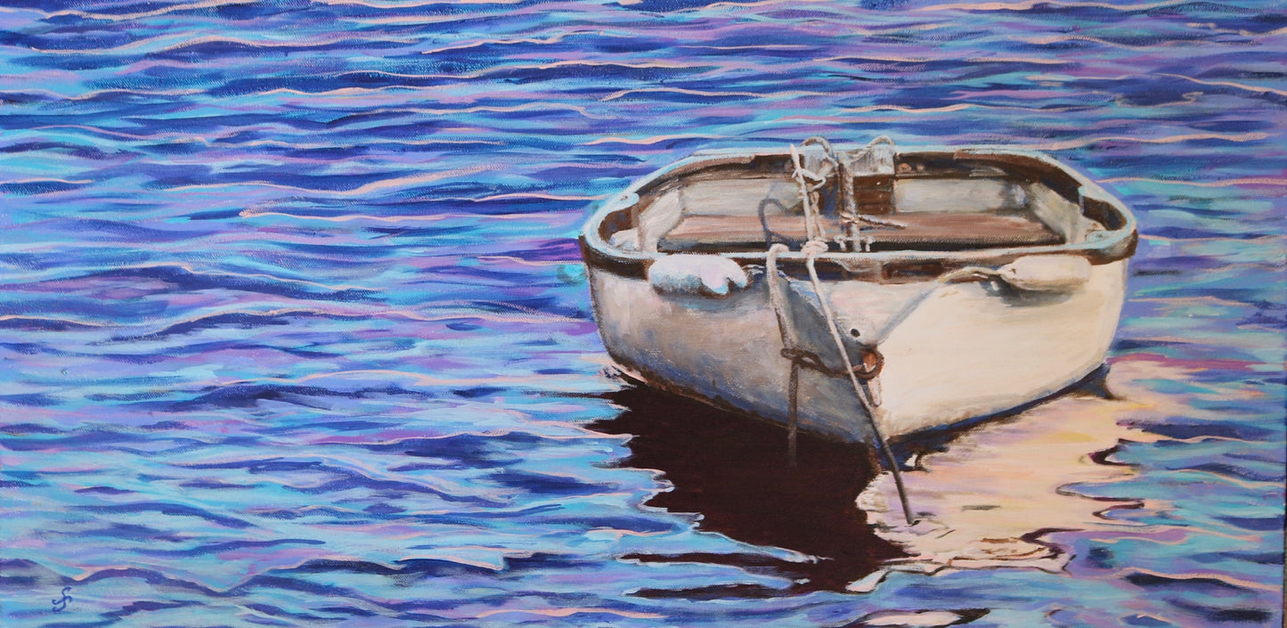 White Boat at Twilight (15 x 30)